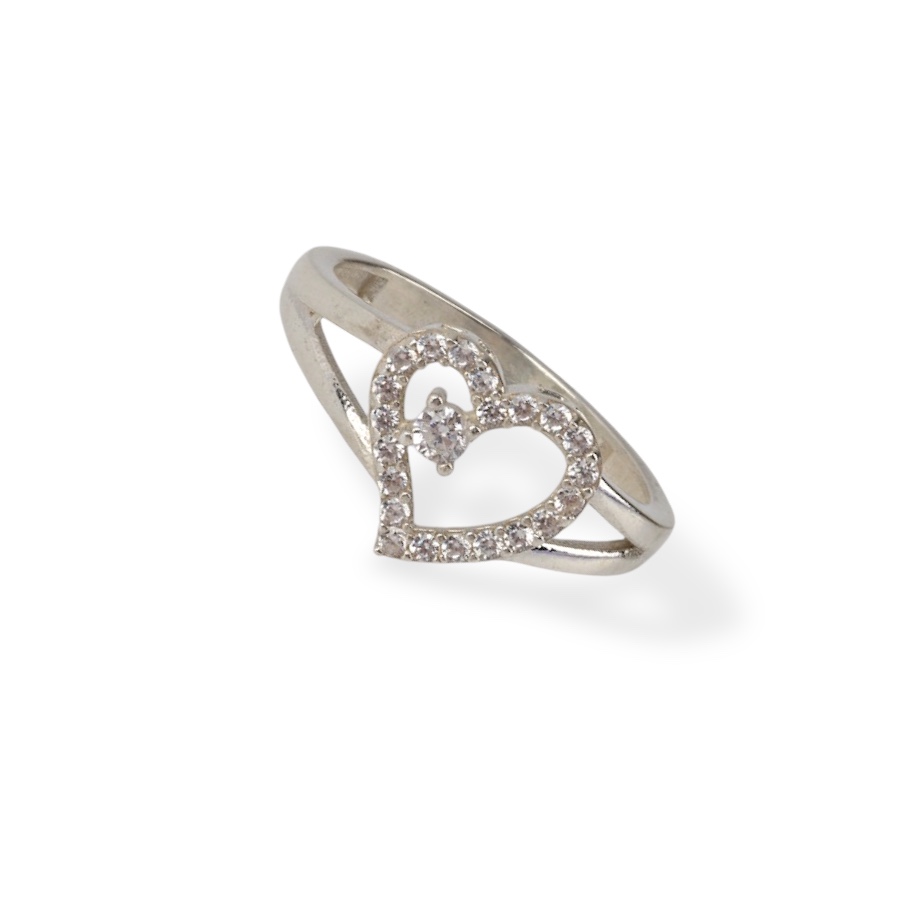 925 Sterling Silver Ring with Heart Stone