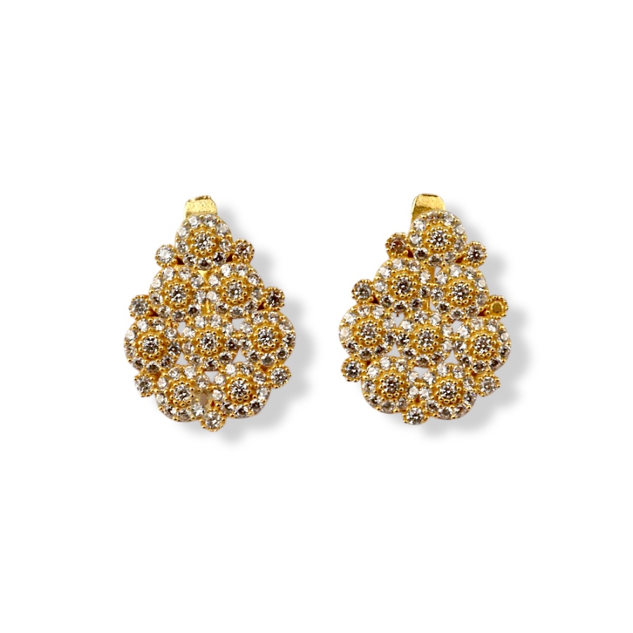 925 Sterling Green Flower Motif Women’s Earrings