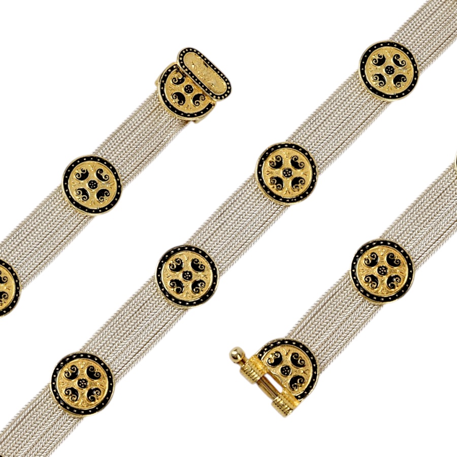 925 Carat Black Enamel Mardin Straw Bracelet