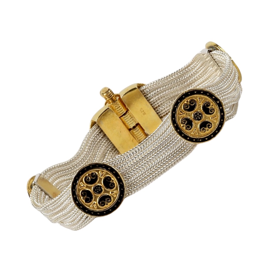 925 Carat Black Enamel Mardin Straw Bracelet