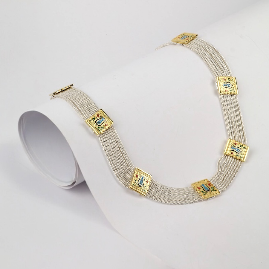 925 Sterling Tulip Motif Straw Necklace