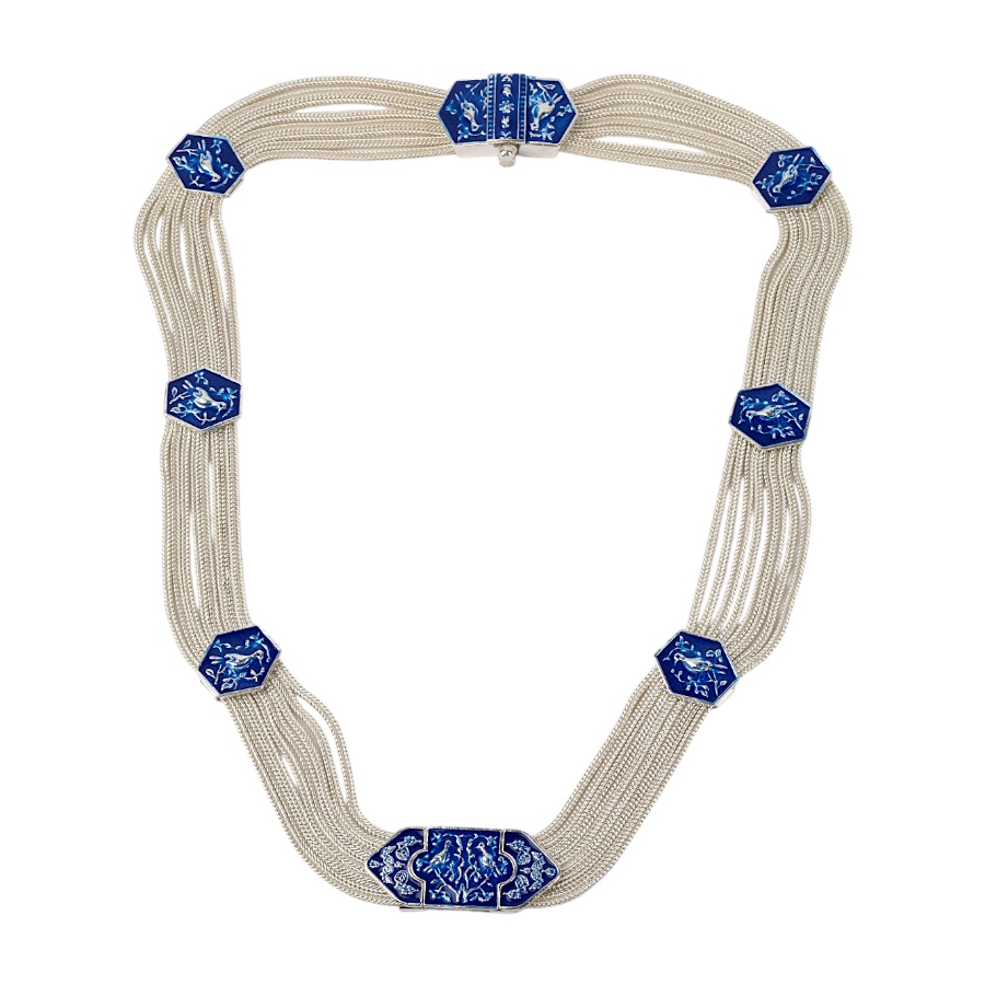 925 Sterling Bird Motif Mardin Straw Necklace