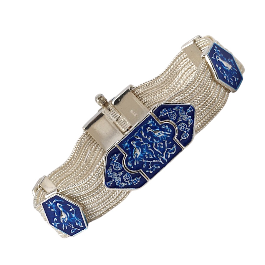 925 Carat Bird Motif Mardin Straw Silver Bracelet