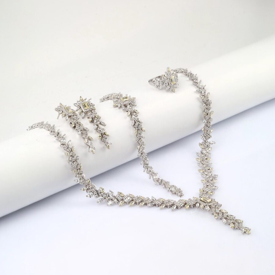 925 Sterling Silver Set with Yellow Zircon Stone
