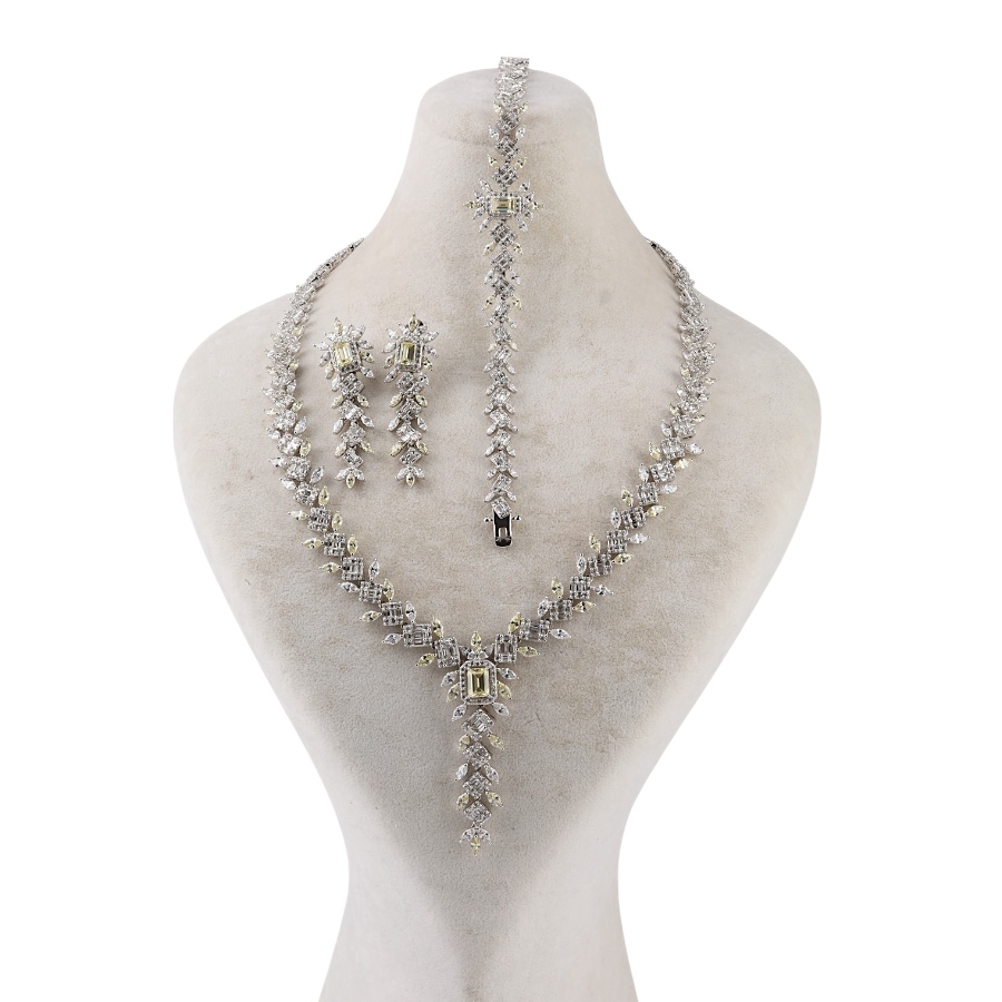 925 Sterling Silver Set with Yellow Zircon Stone