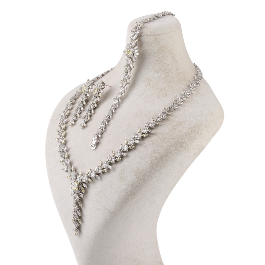 925 Sterling Silver Set with Yellow Zircon Stone