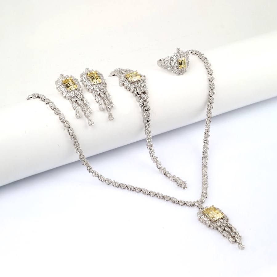 925 Sterling Silver Set with Yellow Citrine Stone
