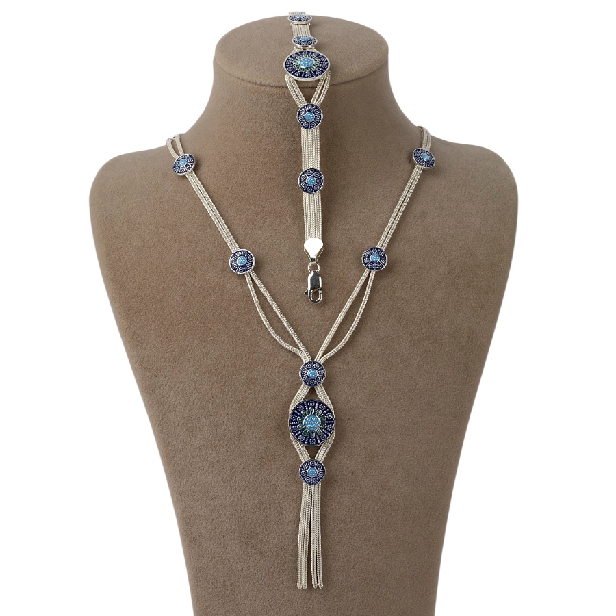 925 Carat Motif Mardin Wicker Silver Set
