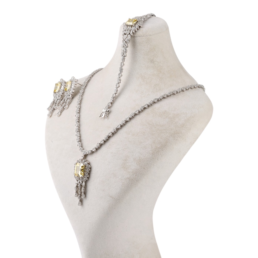 925 Sterling Silver Set with Yellow Citrine Stone