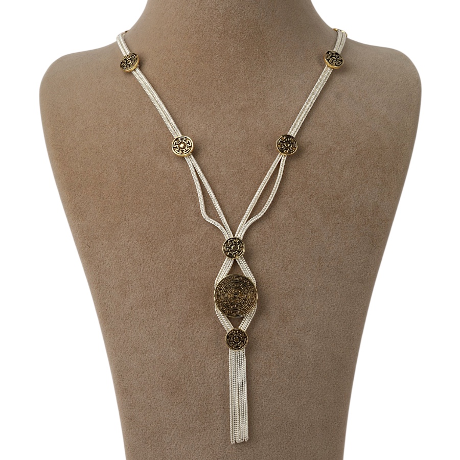 925 K Keops Motif Mardin Mesh Silver Necklace
