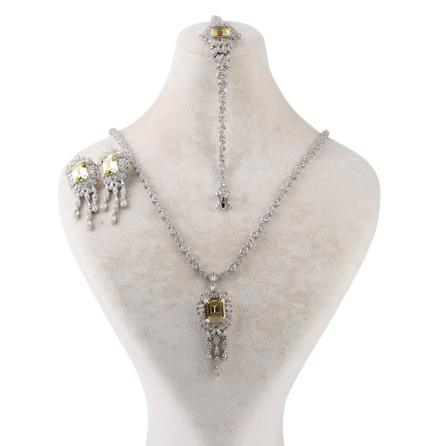 925 Sterling Silver Set with Yellow Citrine Stone