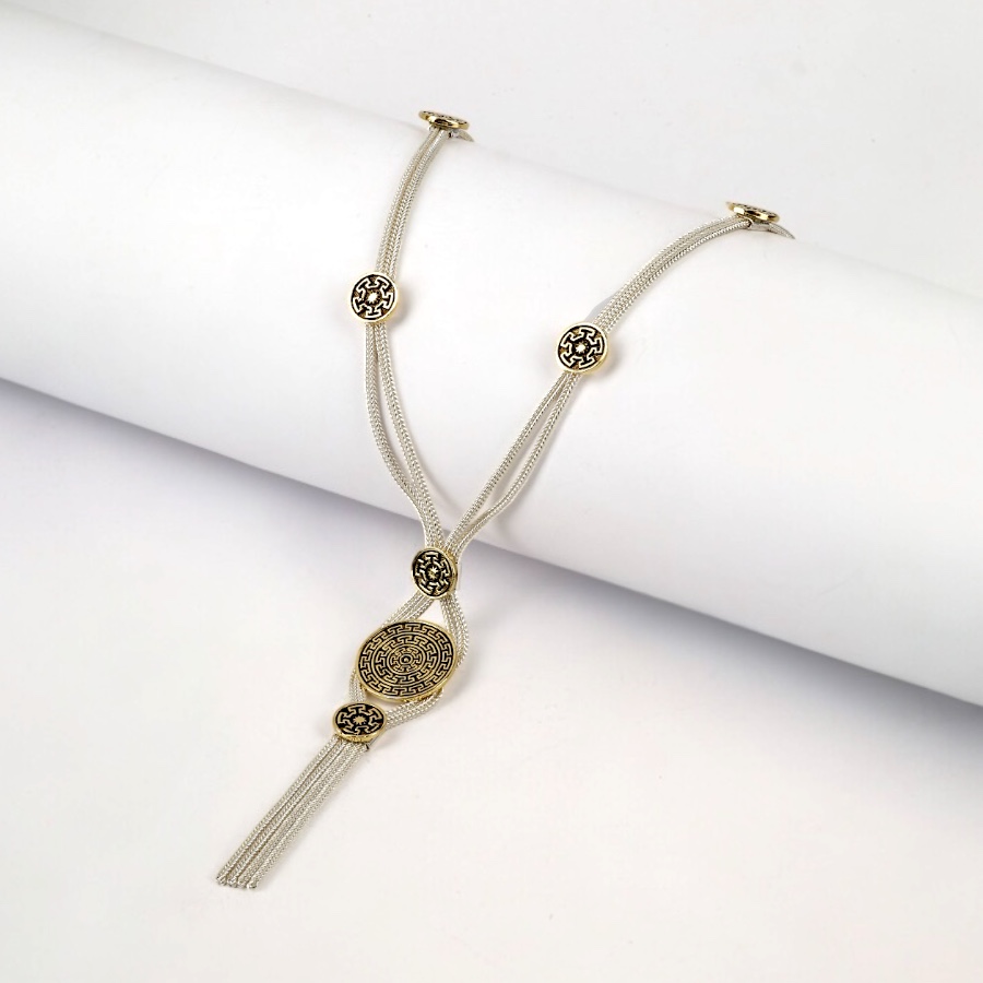925 Carat Cheops Motif Mardin Straw Necklace