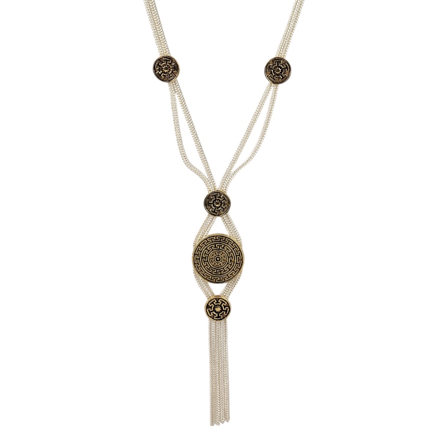 925 Carat Cheops Motif Mardin Straw Necklace