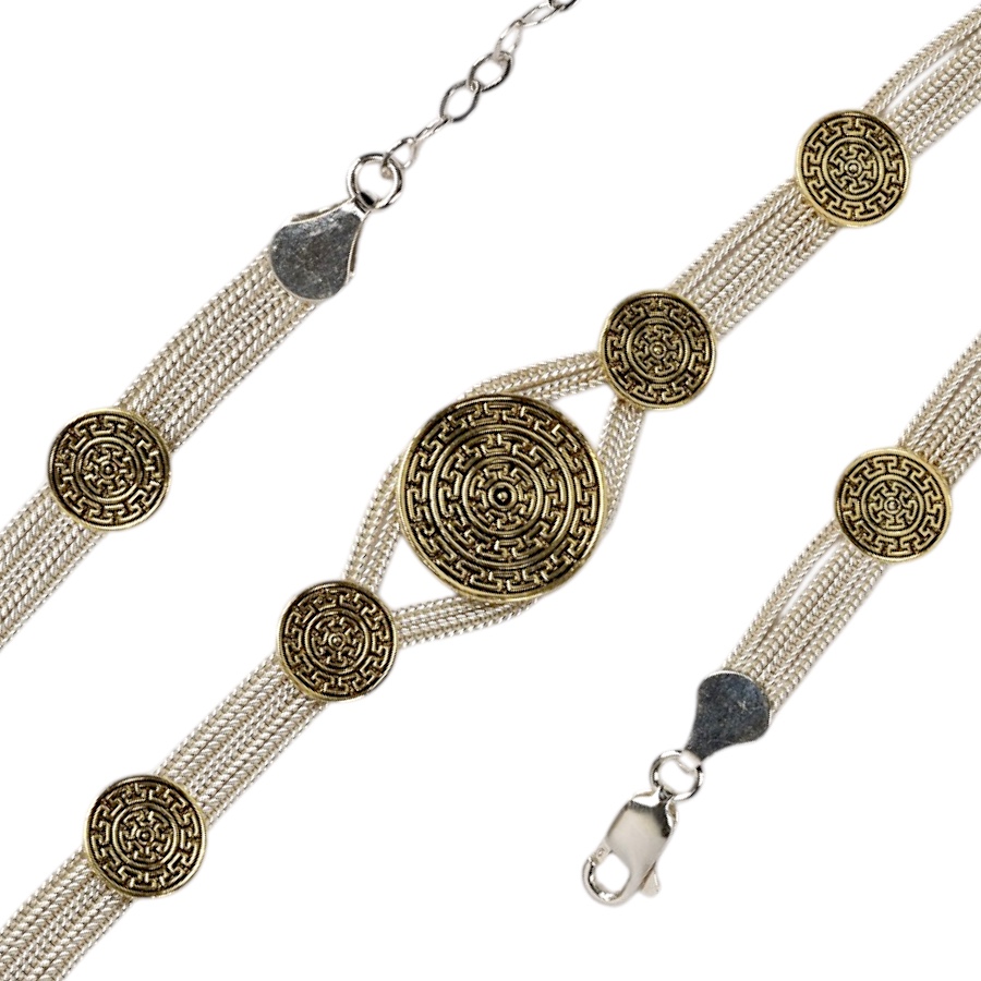 925 Carat Cheops Motif Mardin Straw Bracelet