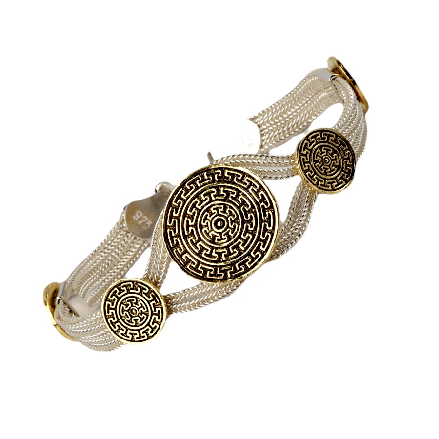 925 Carat Cheops Motif Mardin Straw Bracelet