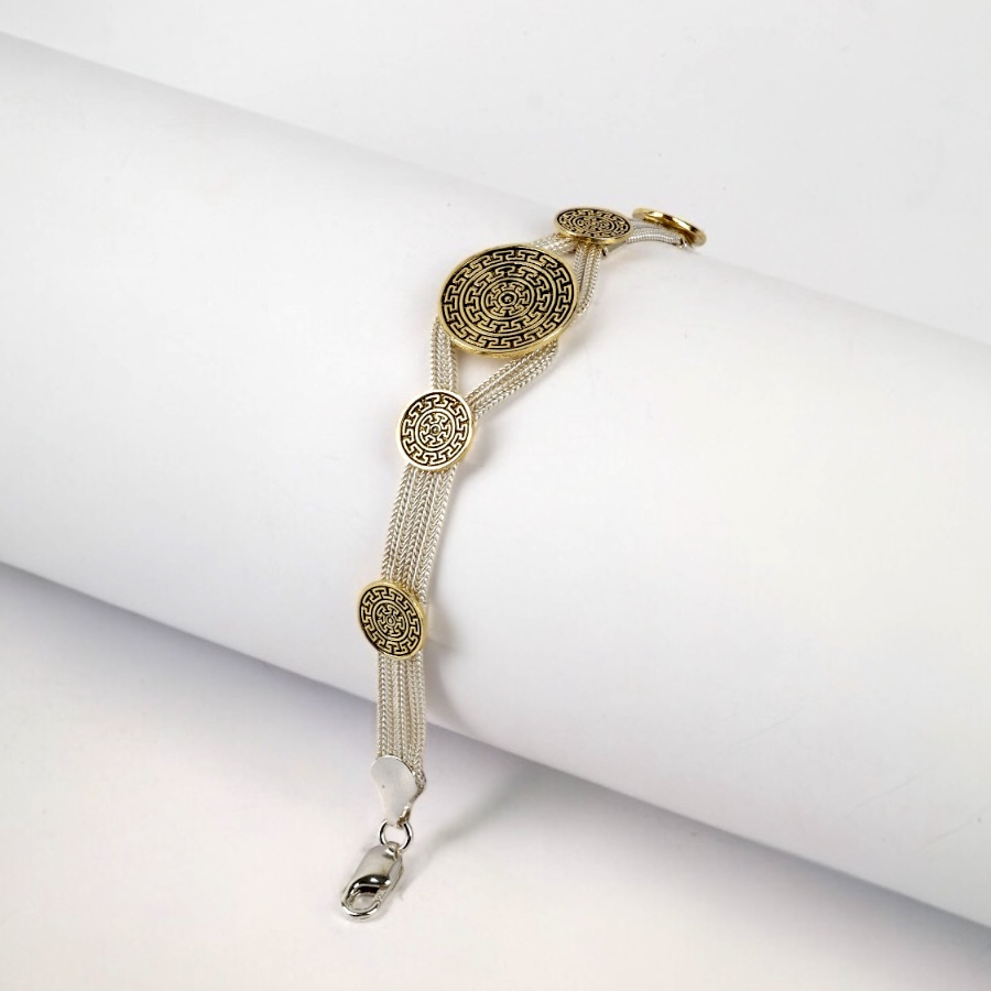 925 Carat Cheops Motif Mardin Straw Bracelet