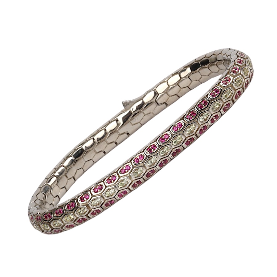 925 Ayar Pembe Zirkon Snake Vip Gümüş Bileklik