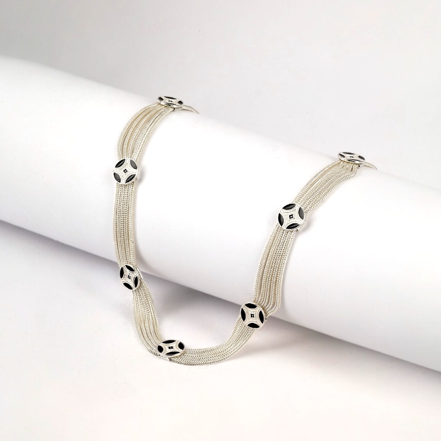 925 Sterling Silver Necklace with Ethnic Star Motif Mardin Straw
