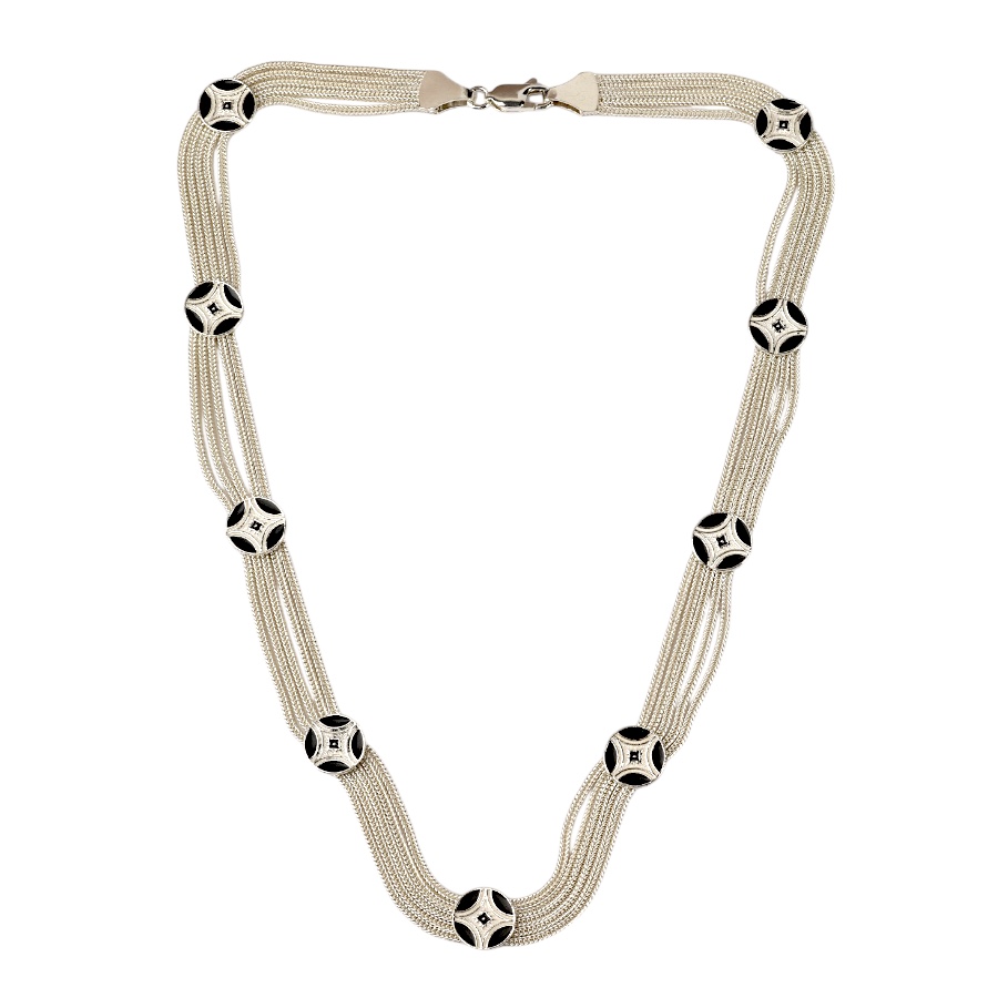 925 Sterling Silver Necklace with Ethnic Star Motif Mardin Straw