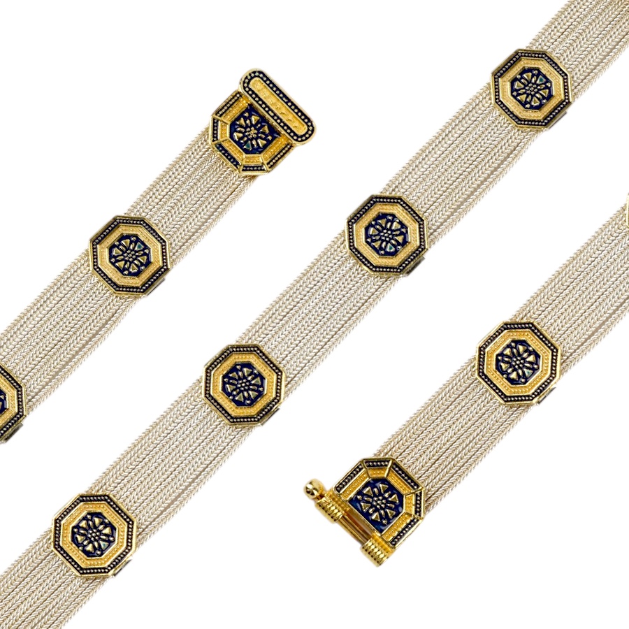 925 Sterling Motif Mardin Straw Silver Bracelet