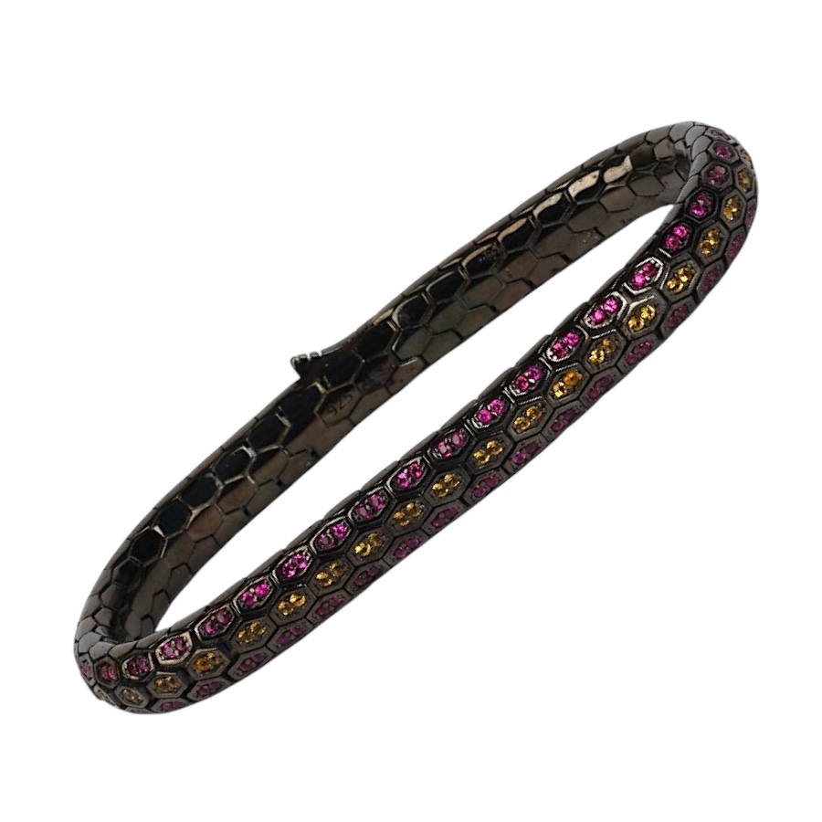 925 Ayar Sarı Zirkon Snake Vip Gümüş Bileklik