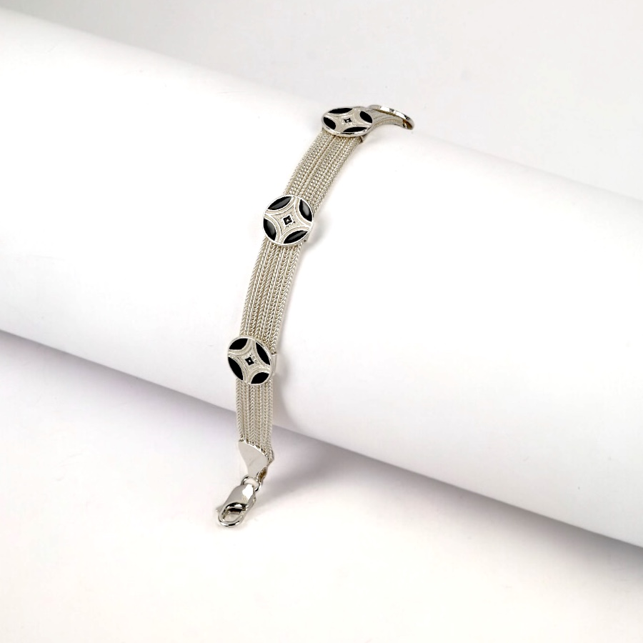 925 Sterling Ethnic Star Motif Wicker Bracelet