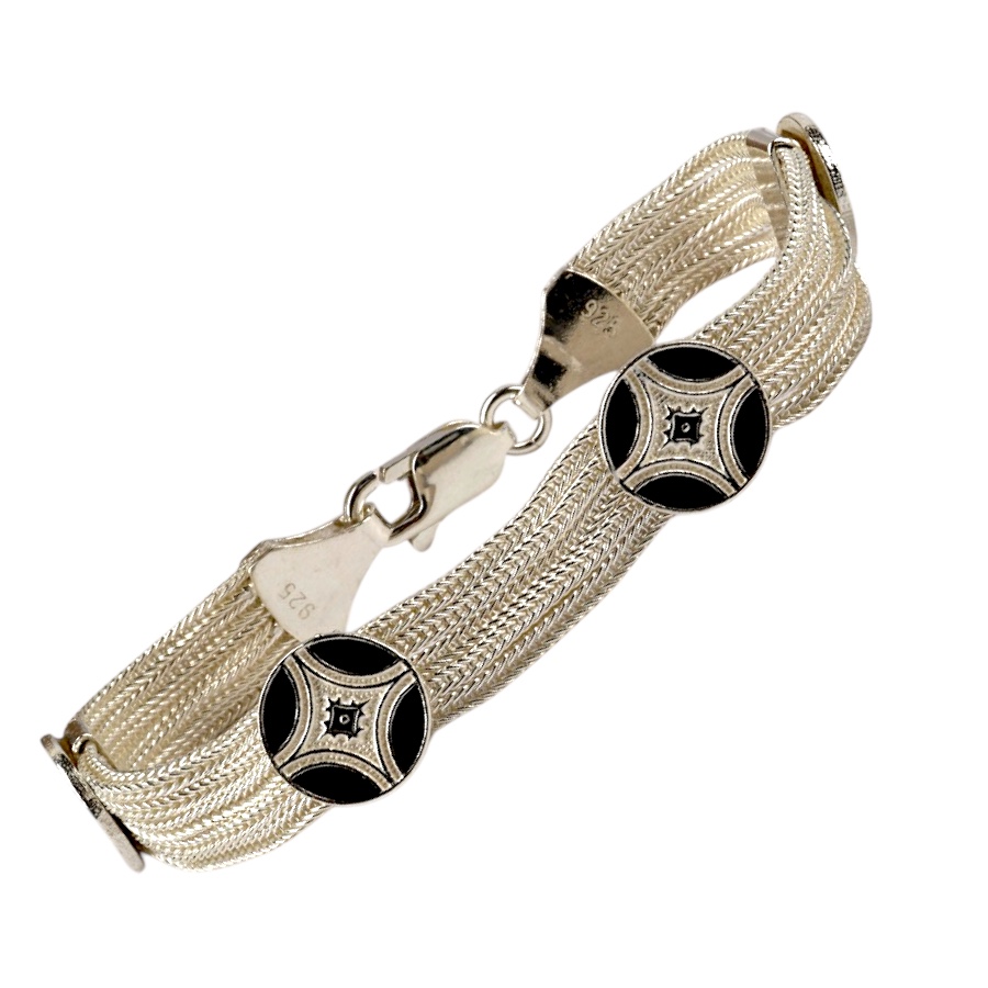 925 Sterling Ethnic Star Motif Wicker Bracelet