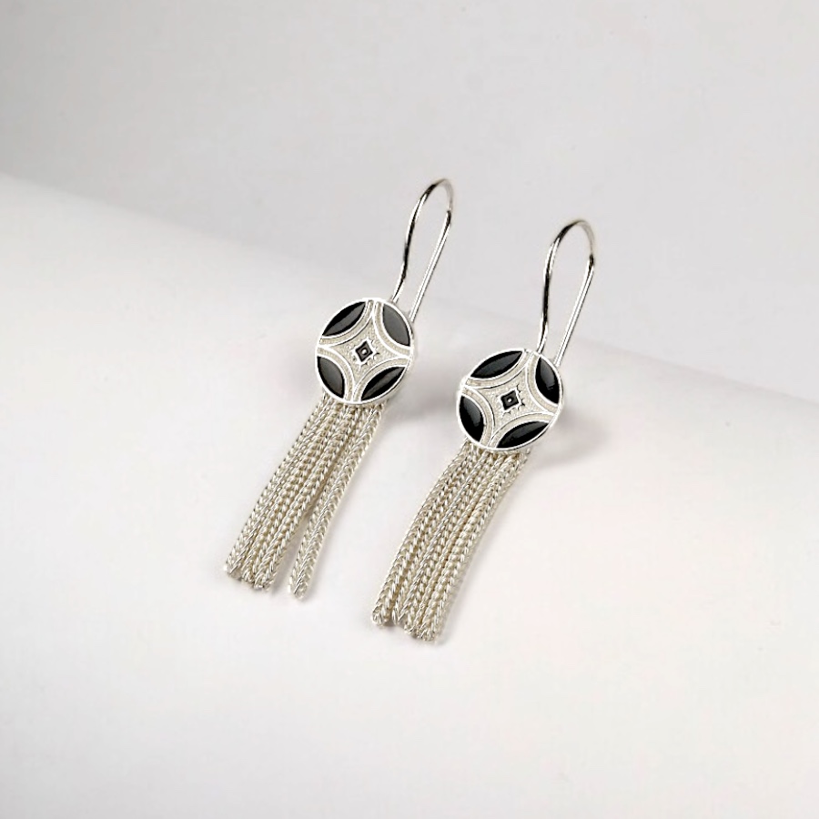 925 Carat Ethnic Star Motif Mardin Straw Earrings