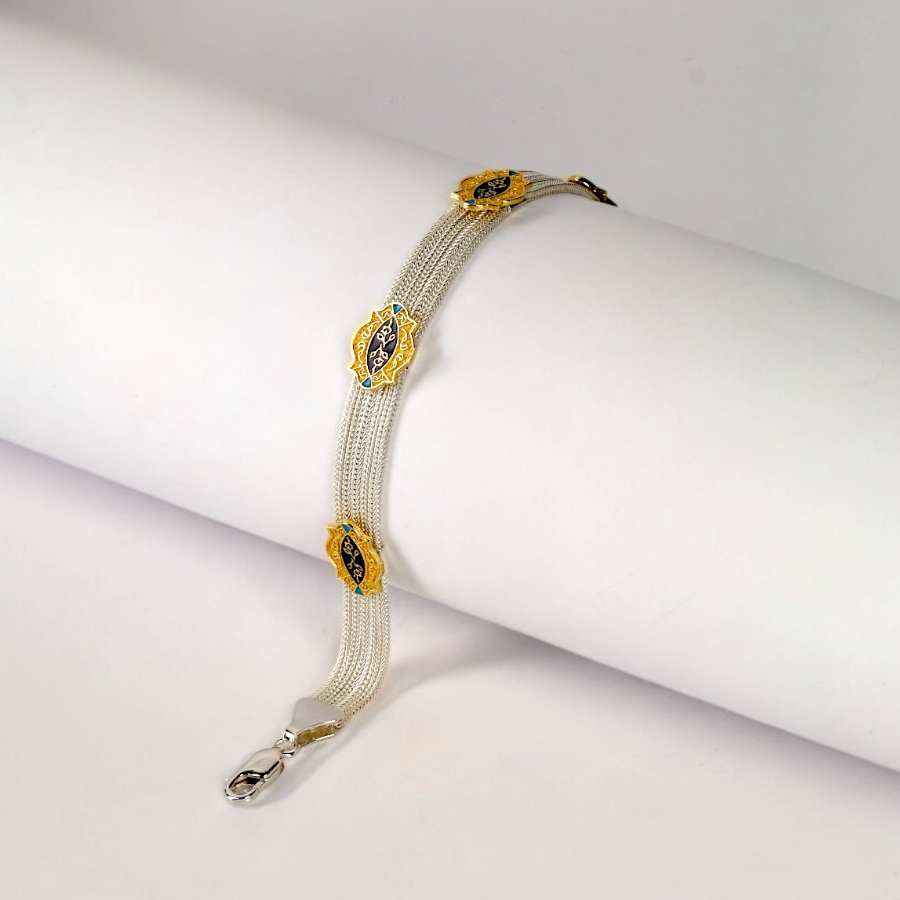 925 Sterling Authentic Motif Mardin Straw Bracelet