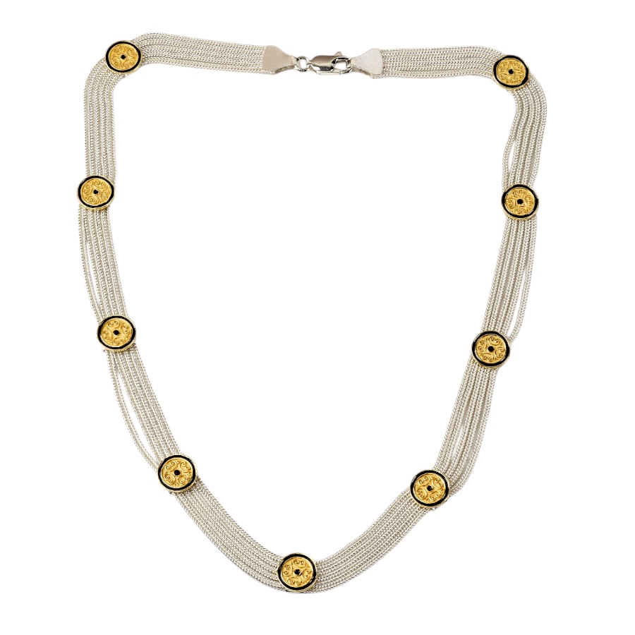 925 Sterling Assyrian Motif Mardin Straw Necklace