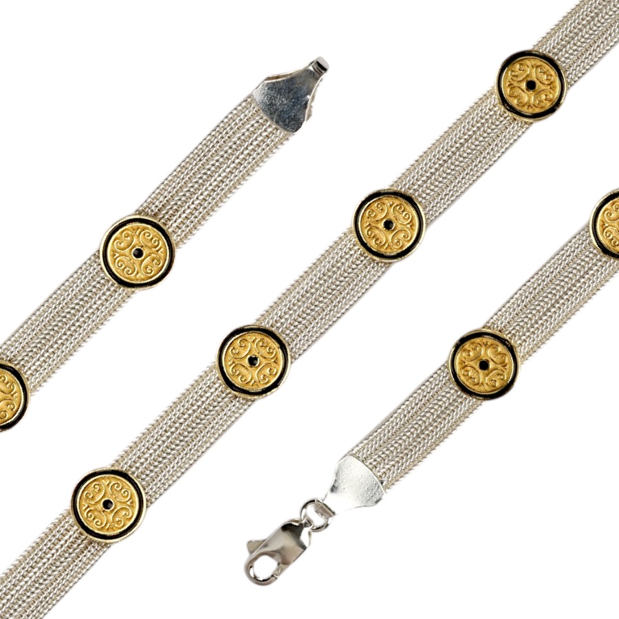 925 Sterling Assyrian Motif Mardin Straw Bracelet