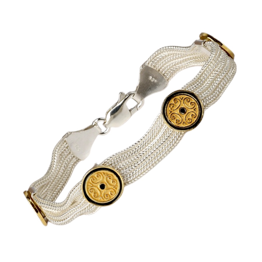 925 Sterling Assyrian Motif Mardin Straw Bracelet