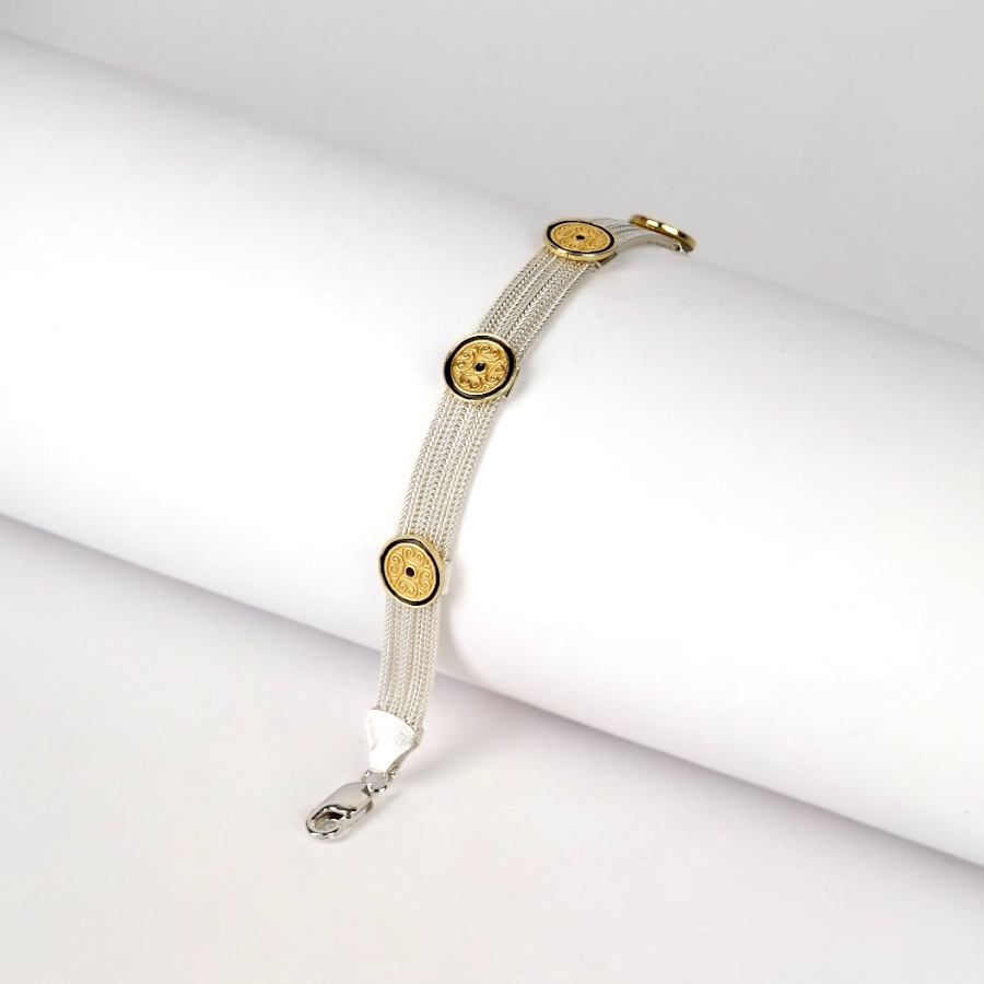 925 Sterling Assyrian Motif Mardin Straw Bracelet