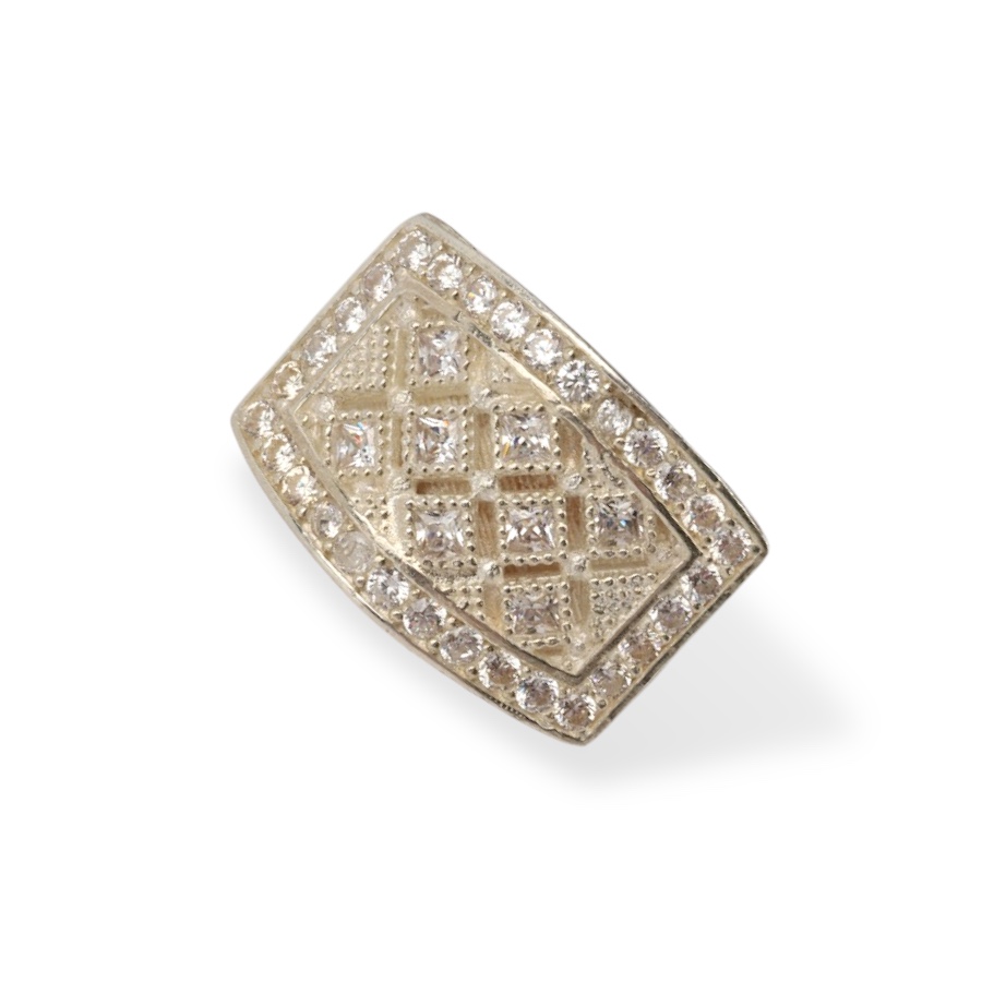 925 Sterling Three Row Princess Wicker Silver Ring