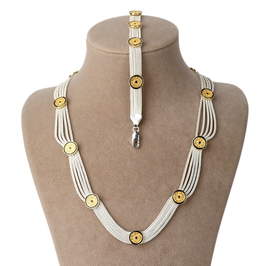 925 Carat Assyrian Motif Mardin Wicker Silver Set