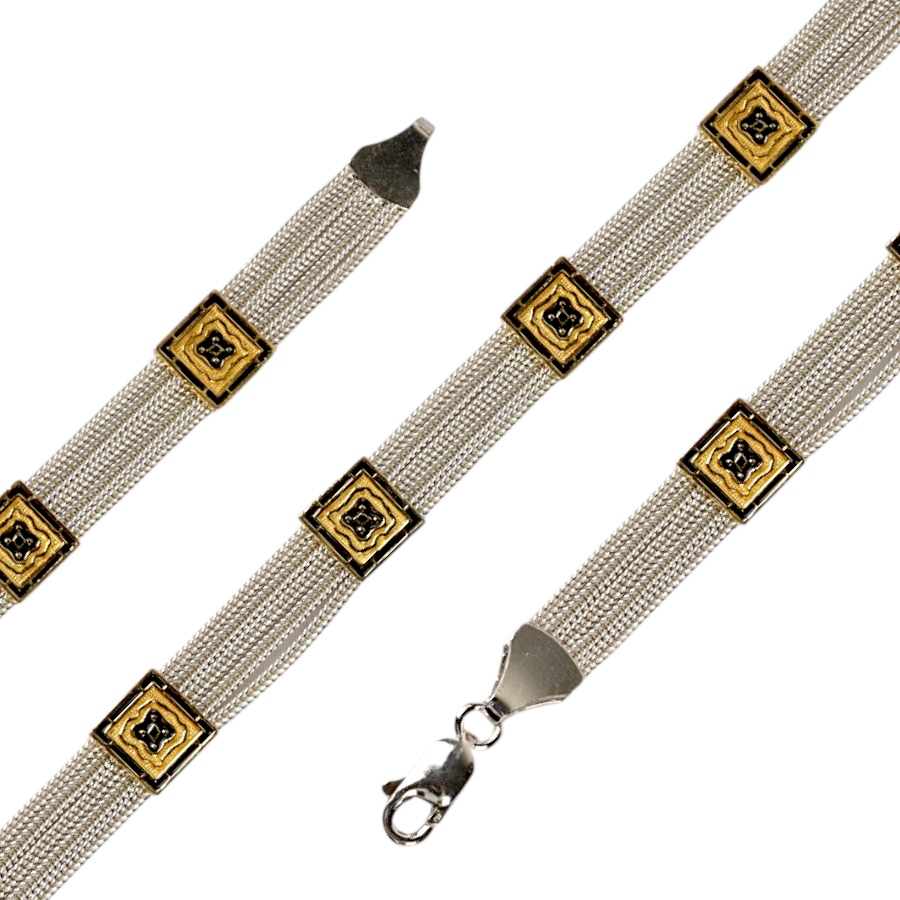 925 Sterling Square Motif Mardin Straw Bracelet