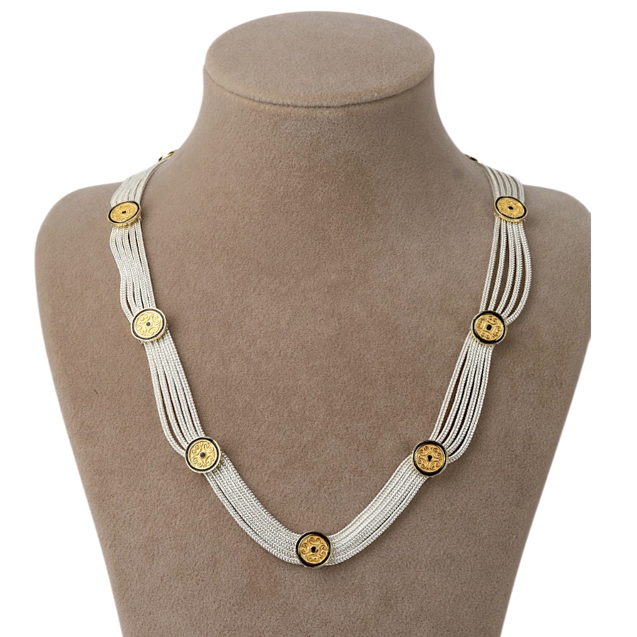 925 K Asur Motif Mardin Mesh Silver Necklace