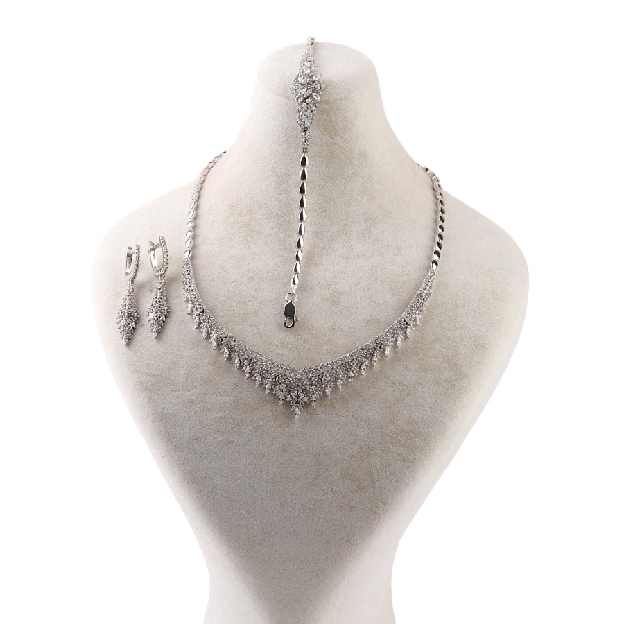 925 Sterling Zircon Stone Waterway Silver Set