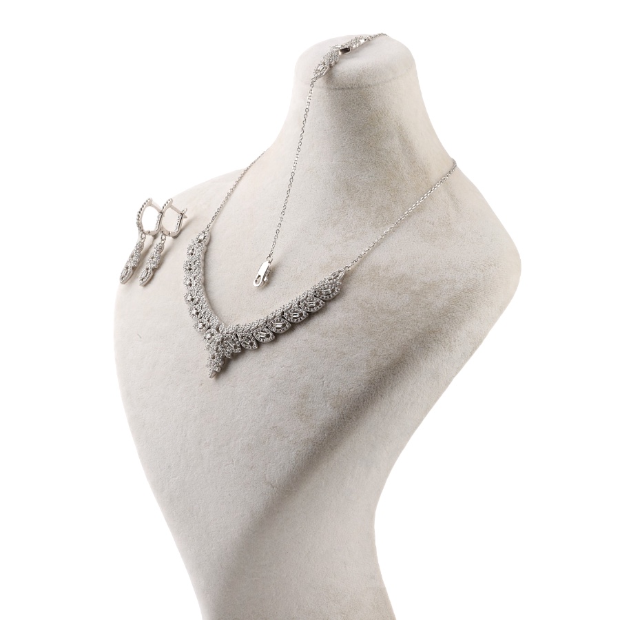 925 Sterling Silver Leaf Model Zircon Stone Set