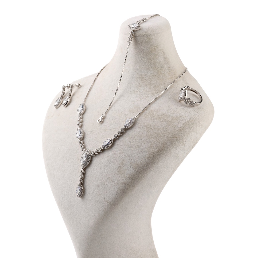925 Sterling Silver Drop Model Zircon Stone Set