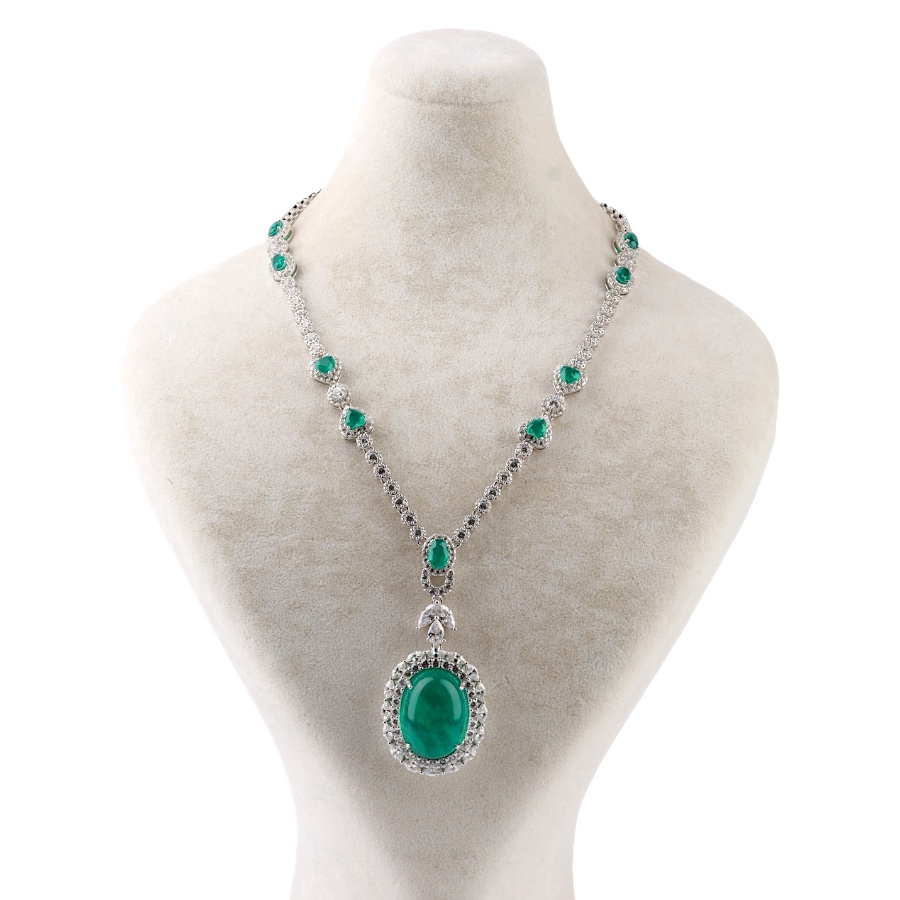 925 Sterling Green Women’s Silver Necklace