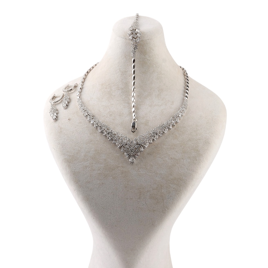 925 Sterling Zircon Stone Waterway Silver Set