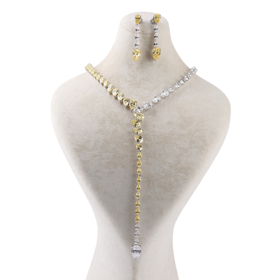 925 Sterling Silver Drop Ice Cut Long Silver Set