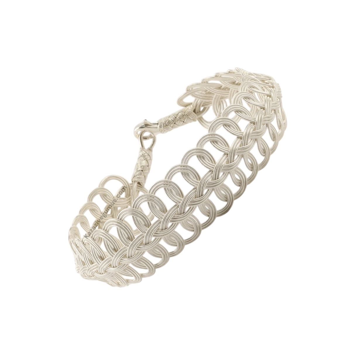 1000 Ayar Kazaziye Balıksırtı Beyaz Gümüş Bileklik