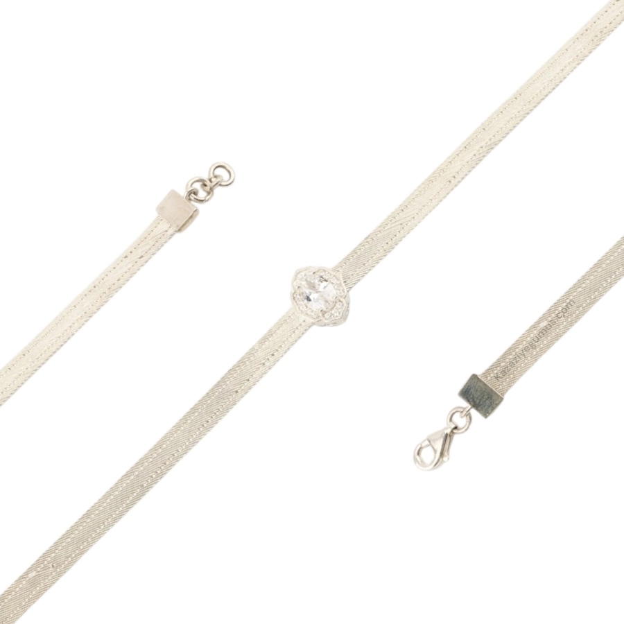 3 Row Baguette Trabzon Wicker Silver Bracelet