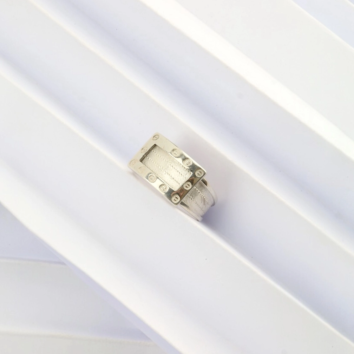 925 K Studded Trabzon Hasırı Silver Ring