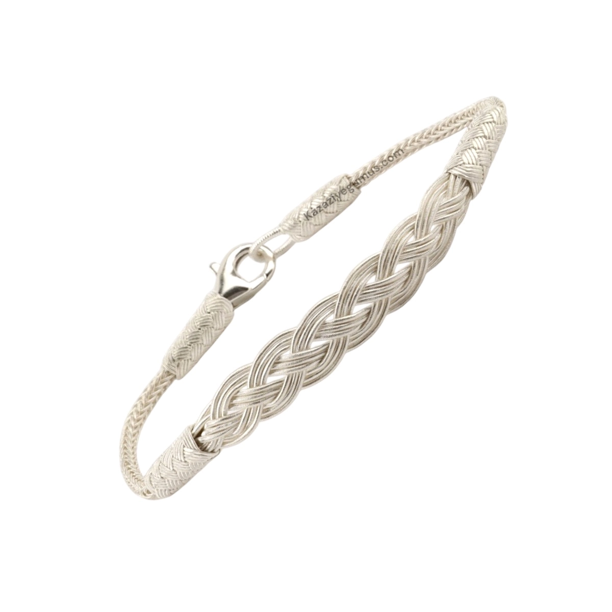 Knitted Model Silver Men  Kazaziye Bracelet