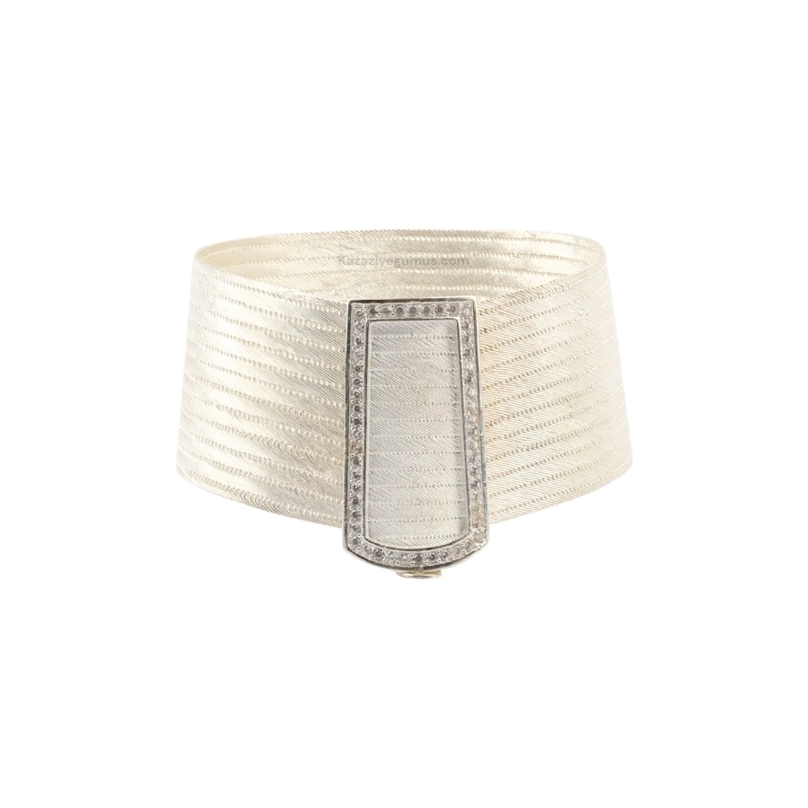 13 Row Stone-set Trabzon Hasırı Silver Bangle
