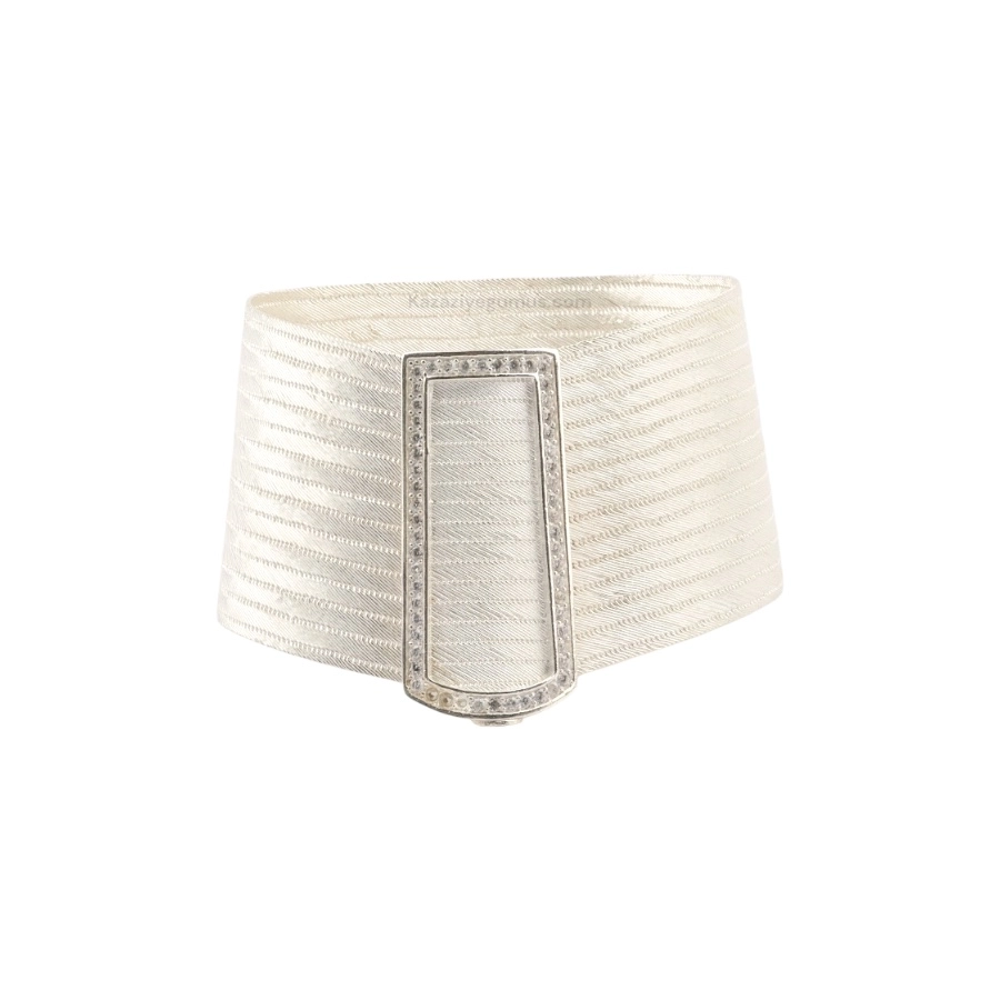 15 Row Stone-set Trabzon Hasırı Silver Bangle