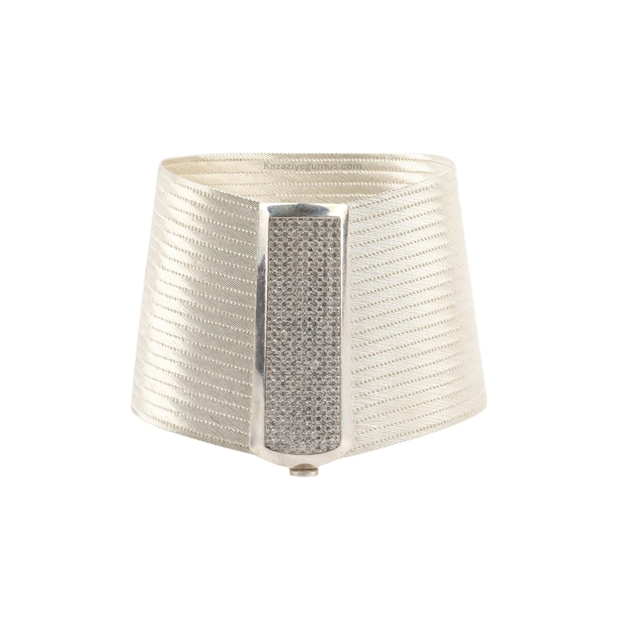 21 Row Stone-set Trabzon Hasırı Silver Bangle